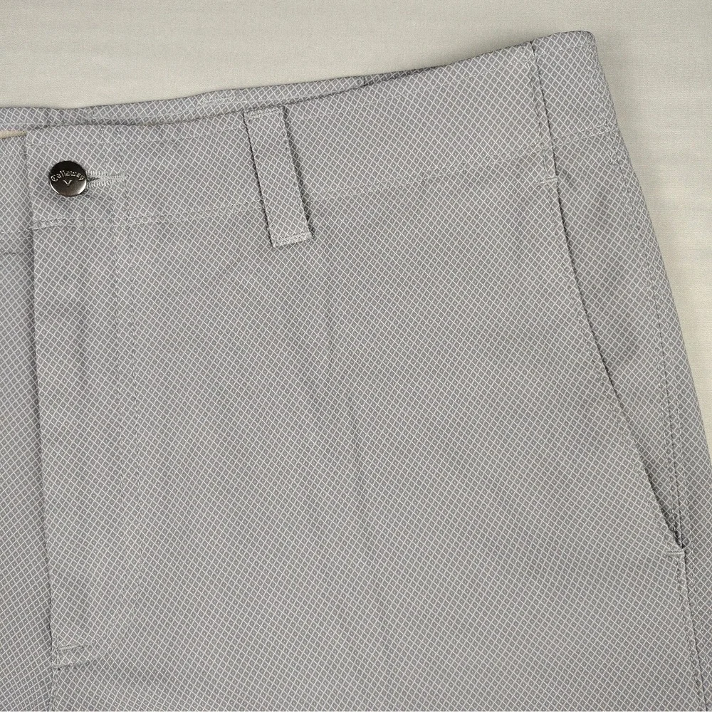 Callaway Golf Shorts Mens 36 Gray Micro Check Stretch Performance Flat Front